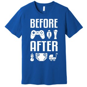 New Dad Gift Before After Funny Fatherhood Gift Premium T-Shirt