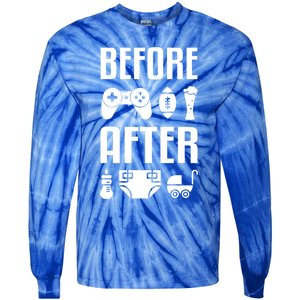 New Dad Gift Before After Funny Fatherhood Gift Tie-Dye Long Sleeve Shirt