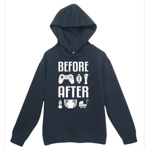 New Dad Gift Before After Funny Fatherhood Gift Urban Pullover Hoodie