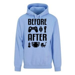 New Dad Gift Before After Funny Fatherhood Gift Unisex Surf Hoodie