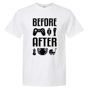 New Dad Gift Before After Funny Fatherhood Gift Garment-Dyed Heavyweight T-Shirt