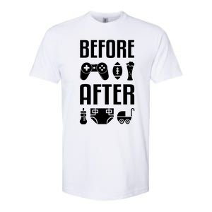 New Dad Gift Before After Funny Fatherhood Gift Softstyle CVC T-Shirt