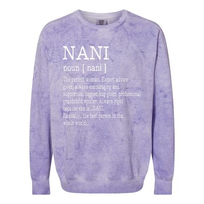 Nani Definition Grandma Mother Day Gifts Women Colorblast Crewneck Sweatshirt