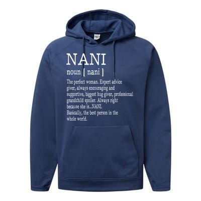 Nani Definition Grandma Mother Day Gifts Women Performance Fleece Hoodie