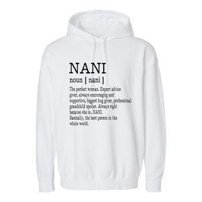 Nani Definition Grandma Mother Day Gifts Women Garment-Dyed Fleece Hoodie