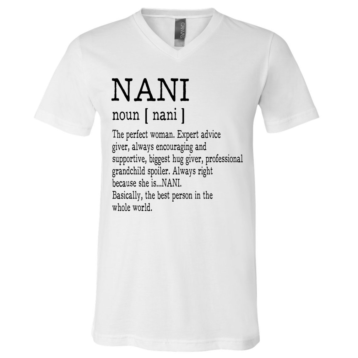 Nani Definition Grandma Mother Day Gifts Women V-Neck T-Shirt