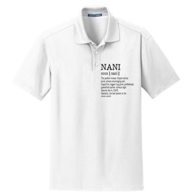 Nani Definition Grandma Mother Day Gifts Women Dry Zone Grid Polo