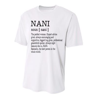 Nani Definition Grandma Mother Day Gifts Women Performance Sprint T-Shirt