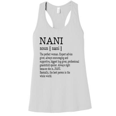 Nani Definition Grandma Mother Day Gifts Women Women's Racerback Tank