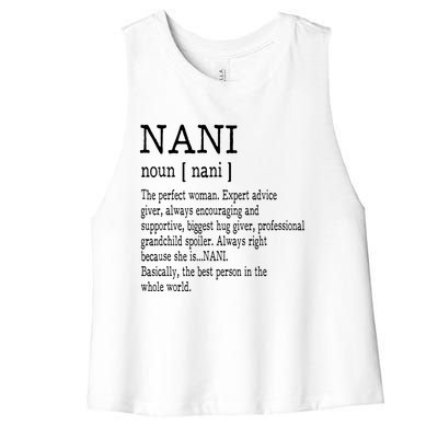 Nani Definition Grandma Mother Day Gifts Women Women's Racerback Cropped Tank