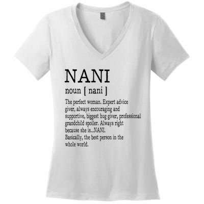 Nani Definition Grandma Mother Day Gifts Women Women's V-Neck T-Shirt