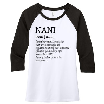 Nani Definition Grandma Mother Day Gifts Women Women's Tri-Blend 3/4-Sleeve Raglan Shirt