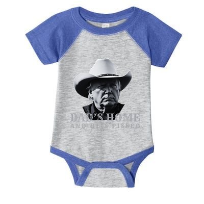 New DadS Home And HeS Pissed Dark Maga Trump DaddyS Home Infant Baby Jersey Bodysuit