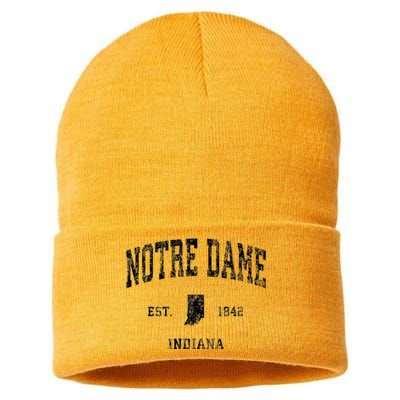 N.O.T.R.E D.A.M.E Indiana In Vintage Athletic Black Sports Design Sustainable Knit Beanie