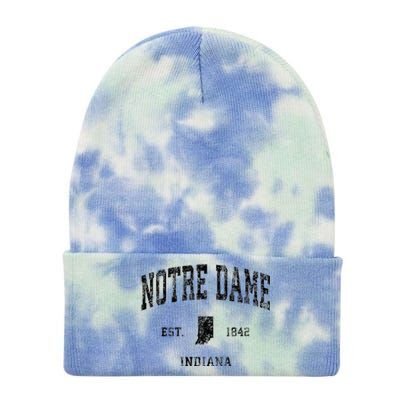 N.O.T.R.E D.A.M.E Indiana In Vintage Athletic Black Sports Design Tie Dye 12in Knit Beanie