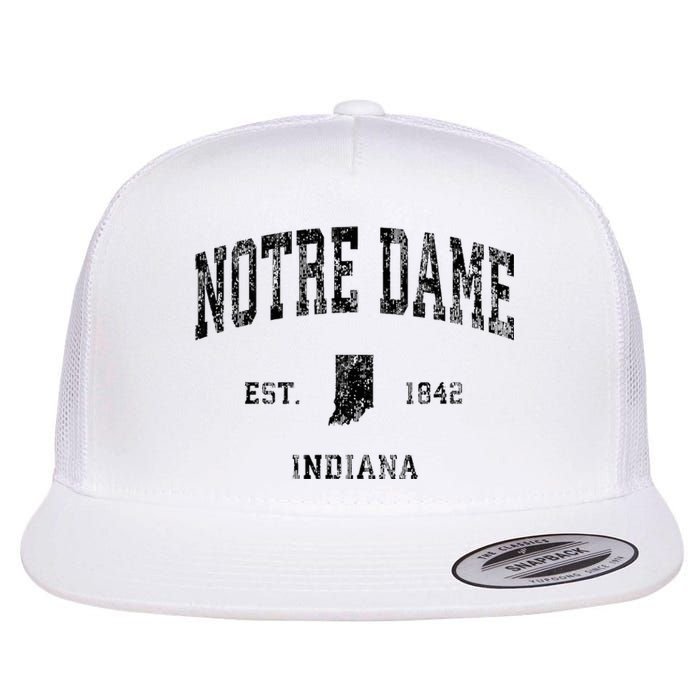 N.O.T.R.E D.A.M.E Indiana In Vintage Athletic Black Sports Design Flat Bill Trucker Hat