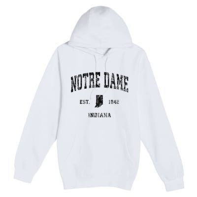 N.O.T.R.E D.A.M.E Indiana In Vintage Athletic Black Sports Design Premium Pullover Hoodie