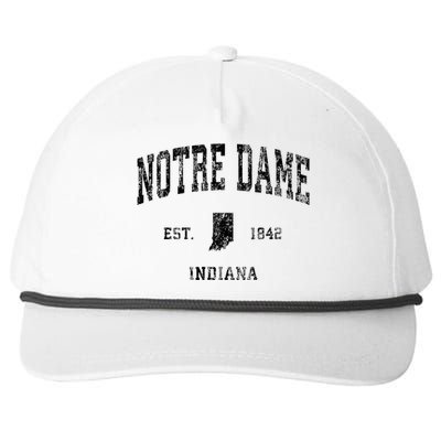 N.O.T.R.E D.A.M.E Indiana In Vintage Athletic Black Sports Design Snapback Five-Panel Rope Hat