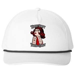 Nerdy Dirty Inked And Curvy Book Lover Tattoo Pop Art Funny Gift Snapback Five-Panel Rope Hat