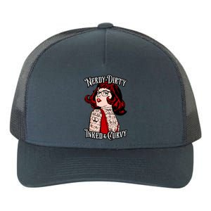 Nerdy Dirty Inked And Curvy Book Lover Tattoo Pop Art Funny Gift Yupoong Adult 5-Panel Trucker Hat