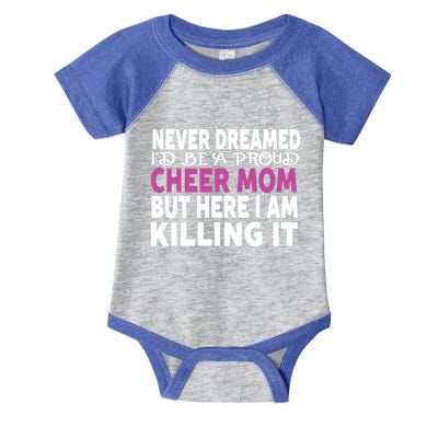 Never Dreamed I'd Be A Cheer Mom 'S Gift Infant Baby Jersey Bodysuit