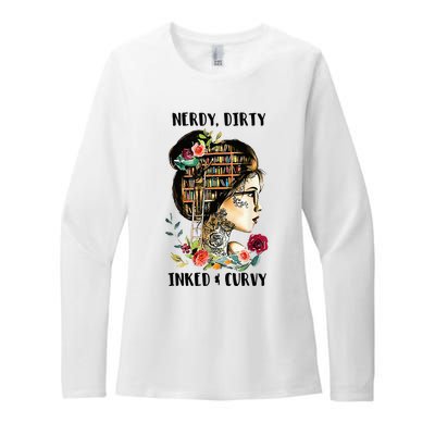 Nerdy Dirty Inked Curvy Girl Tattoo Reading Lover Womens CVC Long Sleeve Shirt