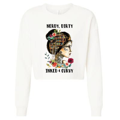 Nerdy Dirty Inked Curvy Girl Tattoo Reading Lover Cropped Pullover Crew