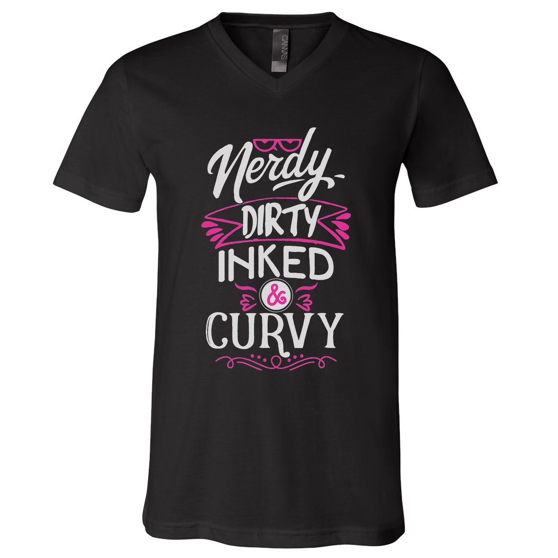 Nerdy Dirty Inked And Curvy V-Neck T-Shirt