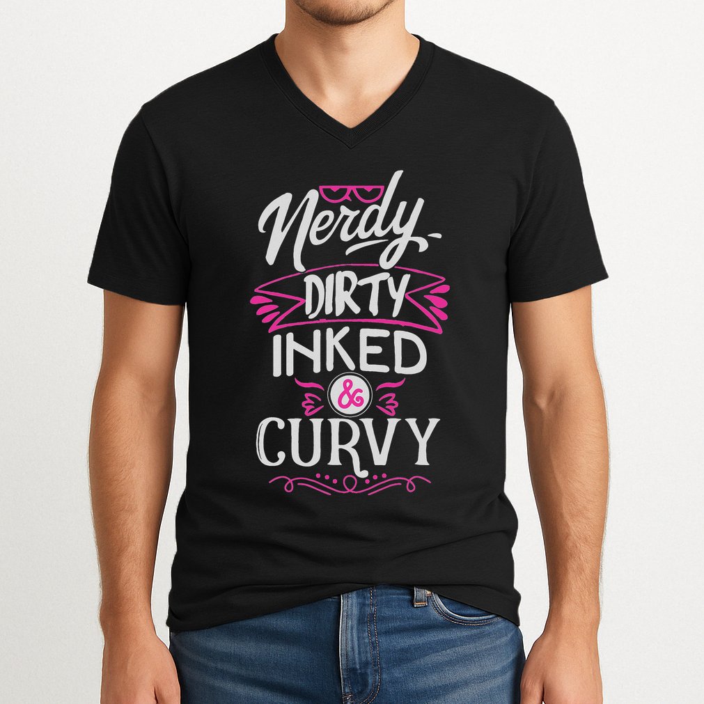 Nerdy Dirty Inked And Curvy V-Neck T-Shirt