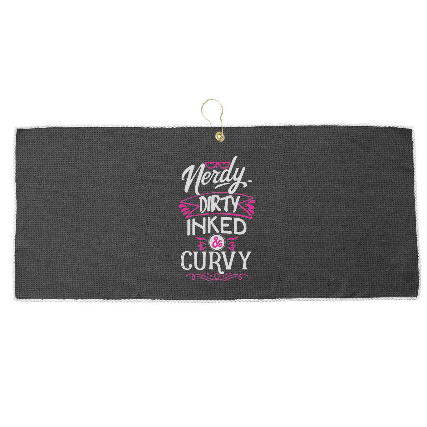 Nerdy Dirty Inked And Curvy Large Microfiber Waffle Golf Towel