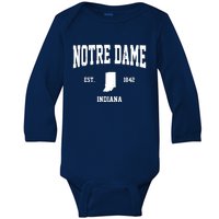 Notre Dame Indiana Est 1842 Baby Long Sleeve Bodysuit