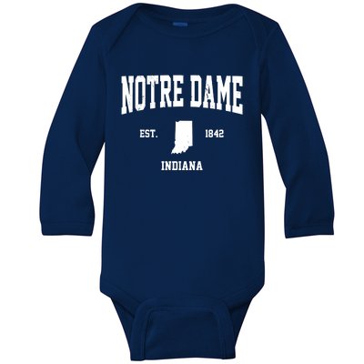 Notre Dame Indiana Est 1842 Baby Long Sleeve Bodysuit