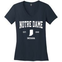 Notre Dame Indiana Est 1842 Women's V-Neck T-Shirt