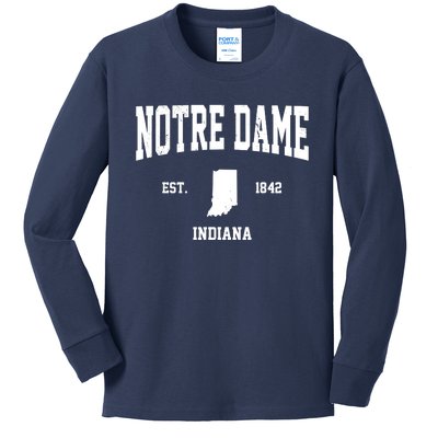 Notre Dame Indiana Est 1842 Kids Long Sleeve Shirt