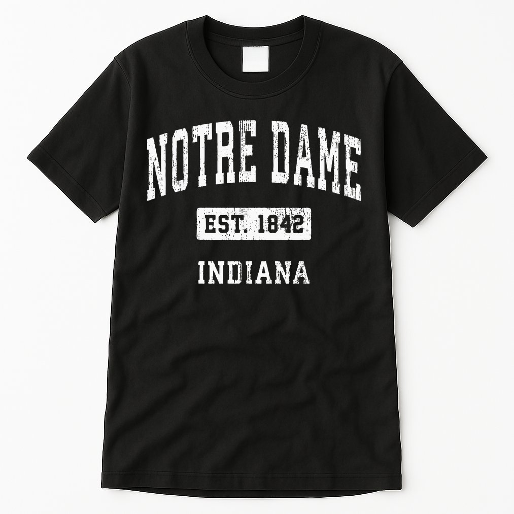 Notre Dame Indiana IN Vintage Athletic Navy Sports Tall T-Shirt