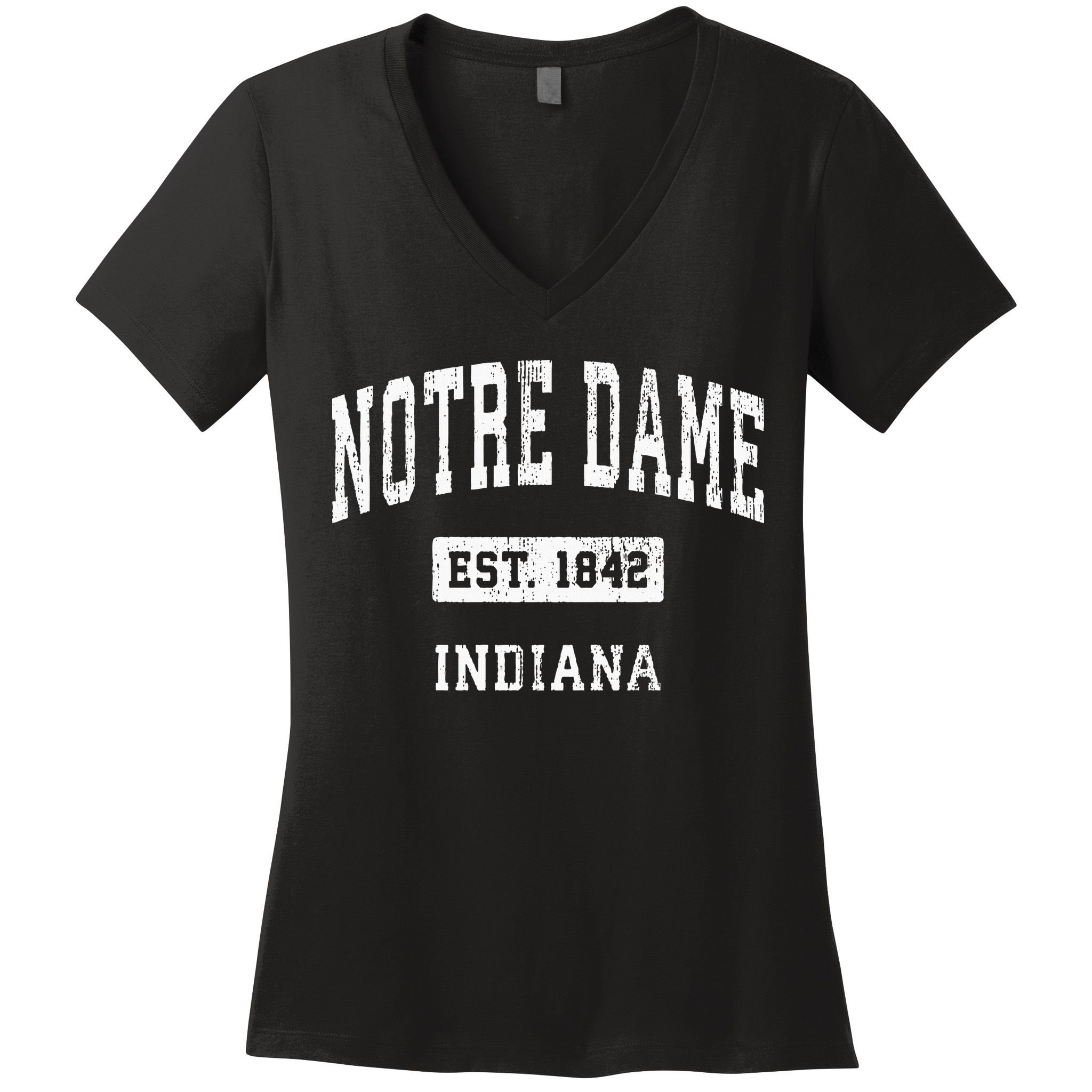 Notre Dame Indiana IN Vintage Athletic Navy Sports Women's V-Neck T-Shirt