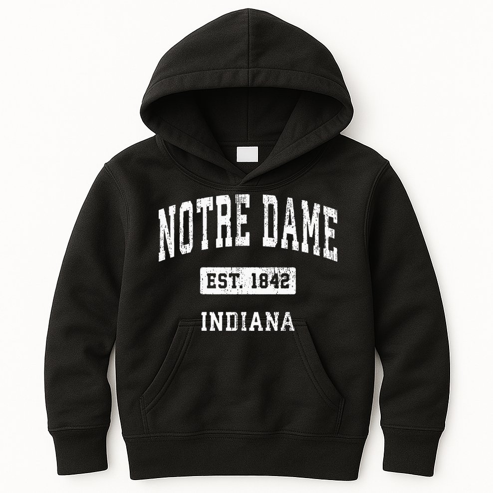Notre Dame Indiana IN Vintage Athletic Navy Sports Kids Hoodie