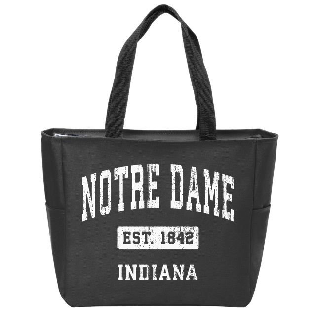 Notre Dame Indiana IN Vintage Athletic Navy Sports Zip Tote Bag