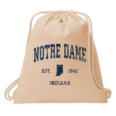 Notre Dame Indiana IN Vintage Athletic Navy Sports Design Drawstring Bag