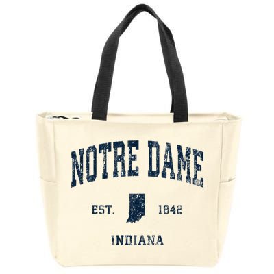 Notre Dame Indiana IN Vintage Athletic Navy Sports Design Zip Tote Bag