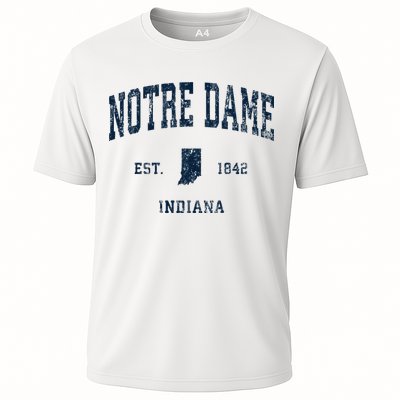 Notre Dame Indiana IN Vintage Athletic Navy Sports Design Cooling Performance Crew T-Shirt