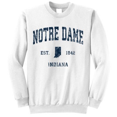 Notre Dame Indiana IN Vintage Athletic Navy Sports Design Sweatshirt