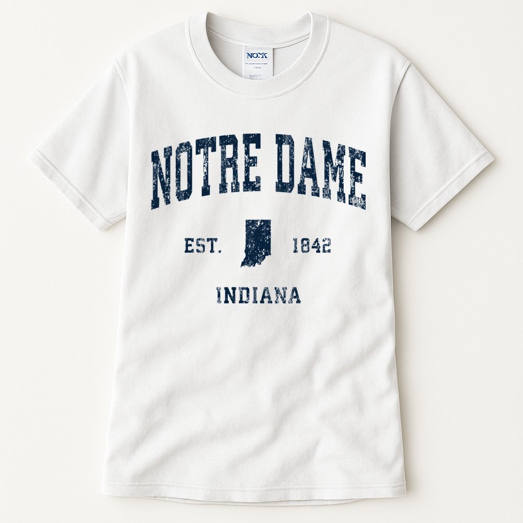 Notre Dame Indiana IN Vintage Athletic Navy Sports Design Tall T-Shirt