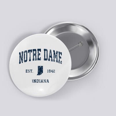 Notre Dame Indiana IN Vintage Athletic Navy Sports Design Button