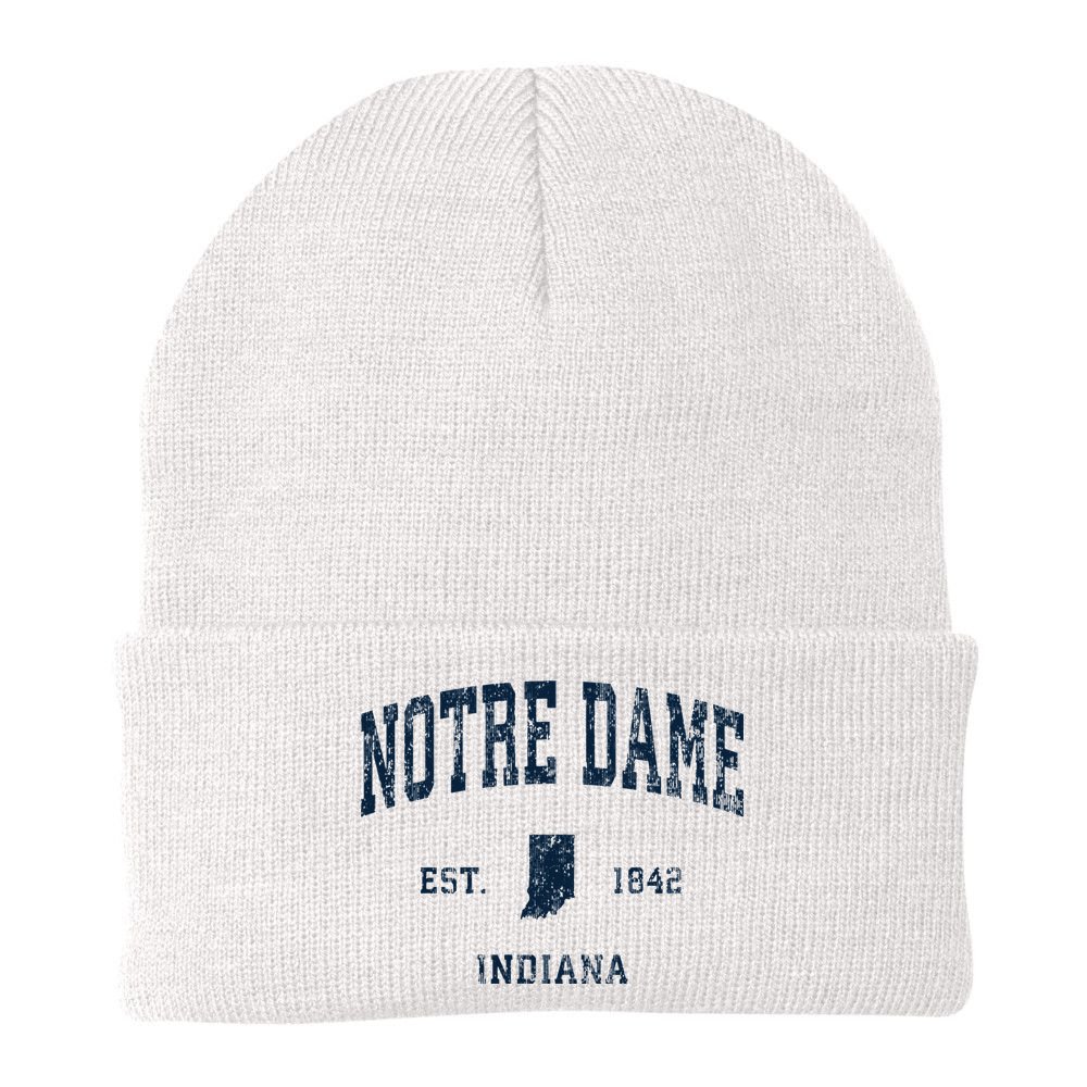 Notre Dame Indiana IN Vintage Athletic Navy Sports Design Beanie