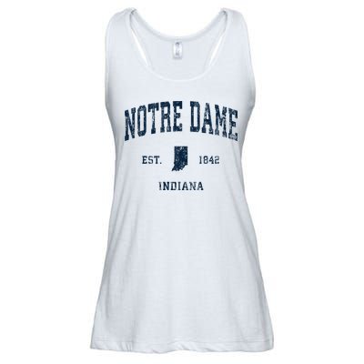 Notre Dame Indiana IN Vintage Athletic Navy Sports Design Ladies Essential Flowy Tank