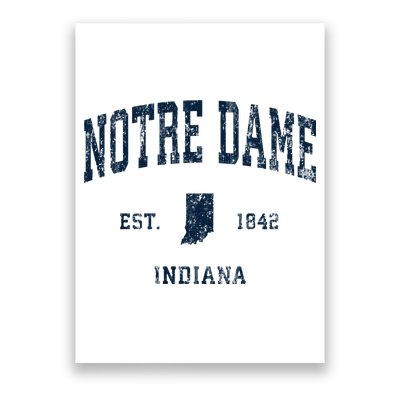 Notre Dame Indiana IN Vintage Athletic Navy Sports Design Poster
