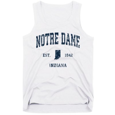 Notre Dame Indiana IN Vintage Athletic Navy Sports Design Tank Top