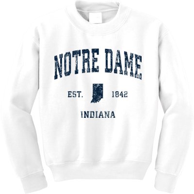 Notre Dame Indiana IN Vintage Athletic Navy Sports Design Kids Sweatshirt