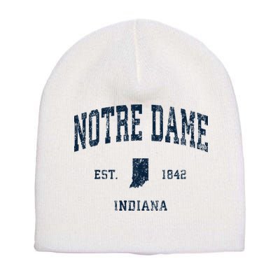 Notre Dame Indiana IN Vintage Athletic Navy Sports Design Short Acrylic Beanie